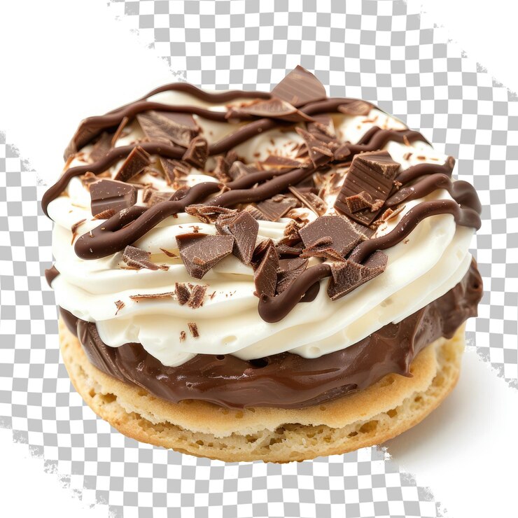 PSD una galleta con glaseado de chocolate y un pedazo de pastel