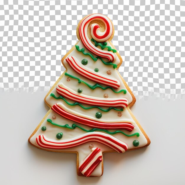 PSD una galleta de navidad de pan de jengibre con un caño de caramelo y un árbol en la parte superior