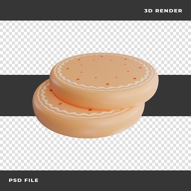 Galletas 3D renderizadas sobre fondo transparente