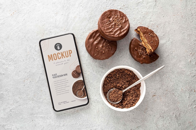 Galletas Alfajor con diseño de maqueta de teléfono.