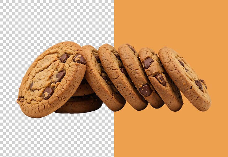 Galletas de chispas de chocolate aisladas sobre fondo transparente