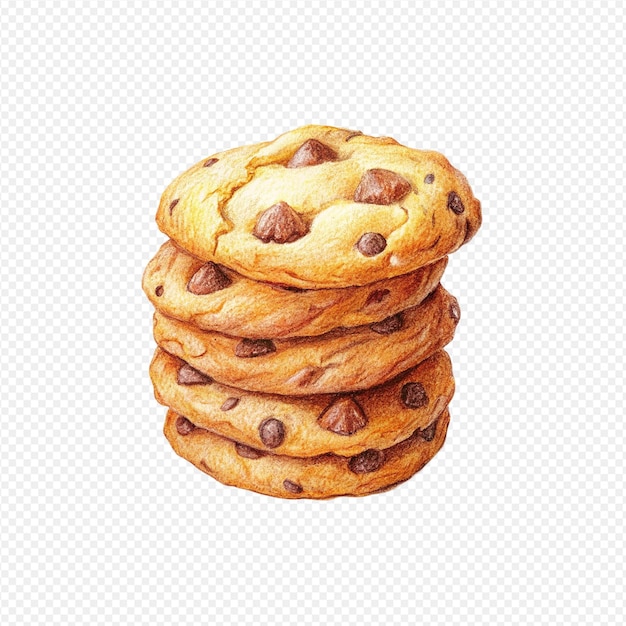 Galletas de chispas de chocolate marrón dorado apiladas con bordes crujientes centro suave trozos de chocolate derretido