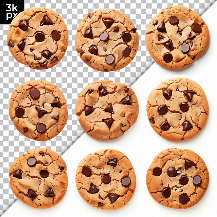 PSD galletas de chocolate aisladas sobre un fondo transparente