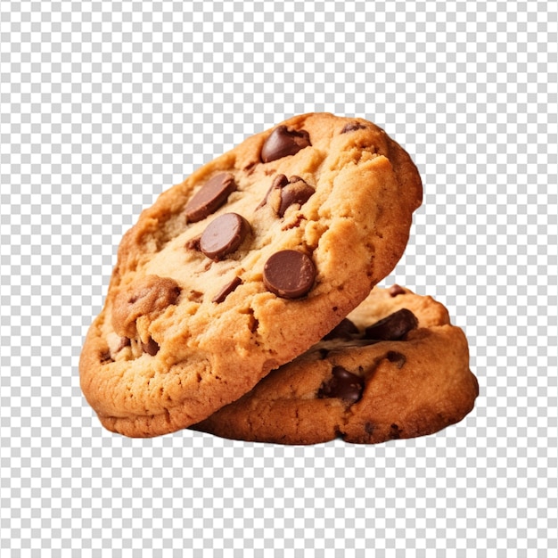 Galletas de chocolate y almendras aisladas sobre fondo transparente