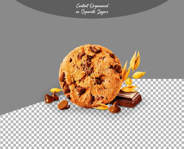 Galletas de chocolate Galletas con trigo aislado en un fondo transparente