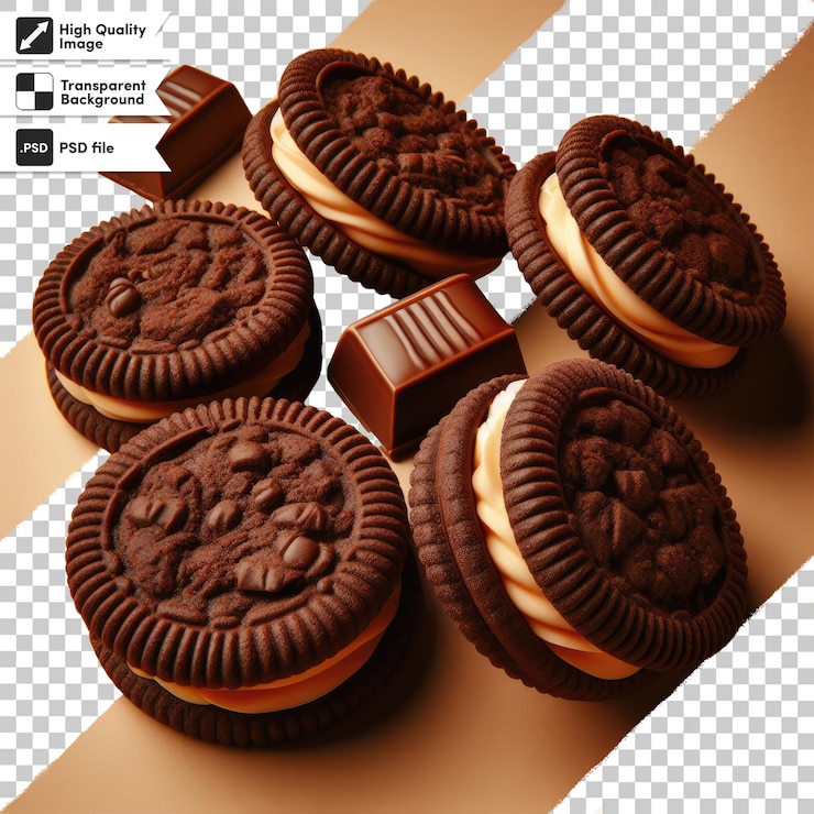 PSD galletas de chocolate psd sobre un fondo transparente