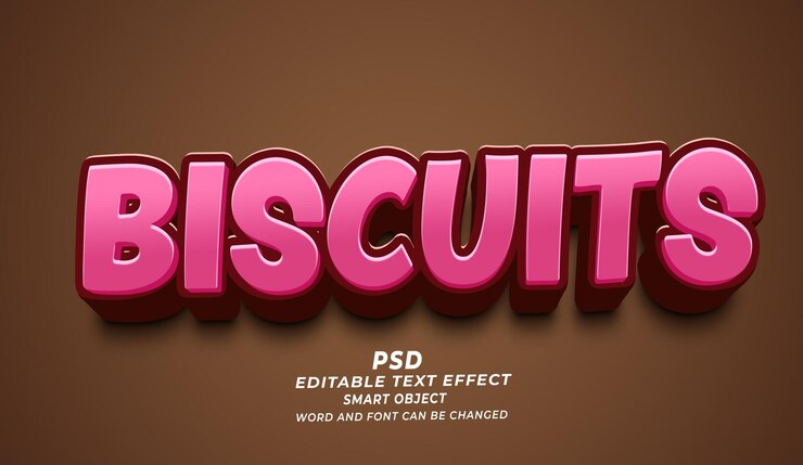 PSD galletas efecto de texto editable en 3d estilo psd de photoshop
