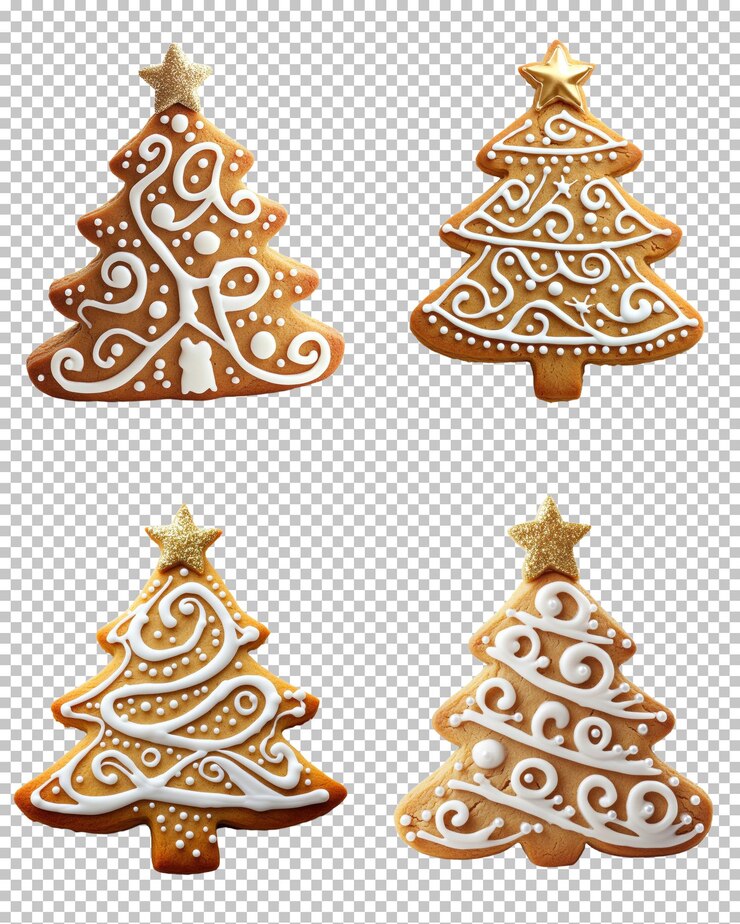 PSD galletas festivas de pan de jengibre para el árbol de navidad