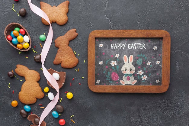 Galletas con forma de conejo y huevos