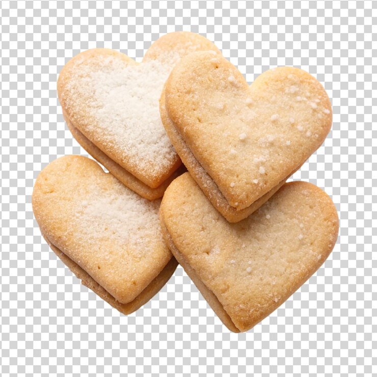 PSD galletas en forma de corazón aisladas sobre un fondo blanco