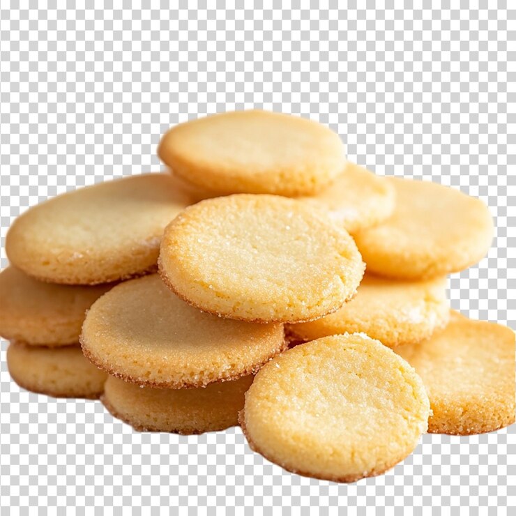 PSD galletas de mantequilla redondas caseras aisladas sobre un fondo transparente