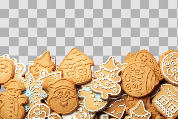Galletas de Navidad PNG un conjunto de galletas de diferentes formas aisladas sobre un fondo blanco