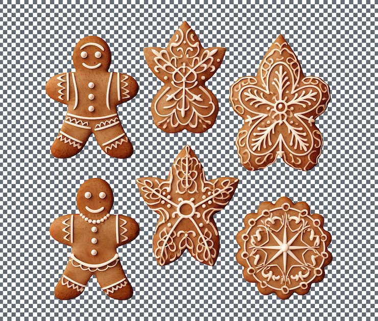 PSD las galletas sabrosas de pan de jengibre aisladas sobre un fondo transparente