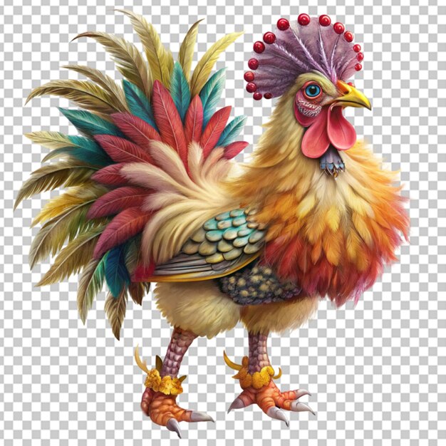 PSD una gallina con disfraz y plumaje joli