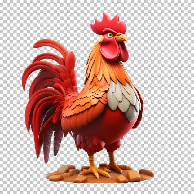 PSD gallo 3d aislado en un fondo transparente