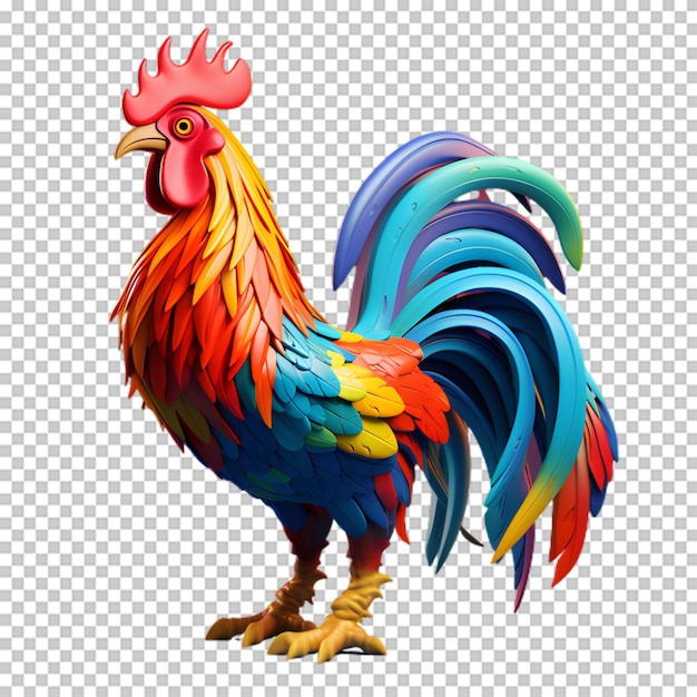 PSD gallo 3d aislado en un fondo transparente