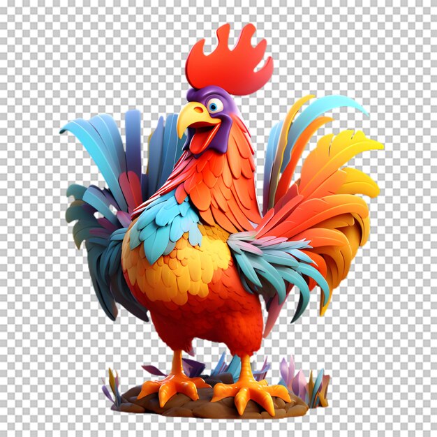 PSD gallo 3d aislado en un fondo transparente