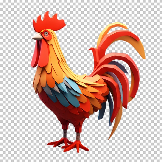 PSD gallo 3d aislado en un fondo transparente