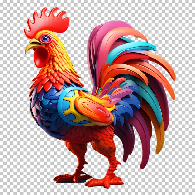 Gallo de dibujos animados aislado en un fondo transparente