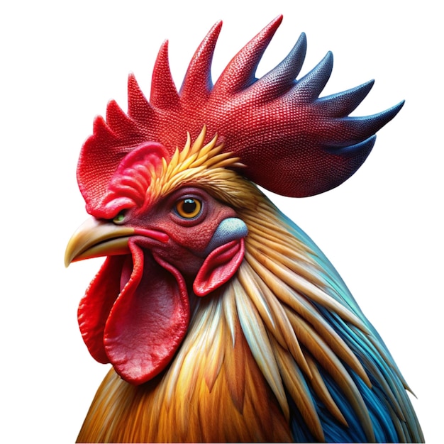 gallo en estilo fotorrealista con pico y pluma