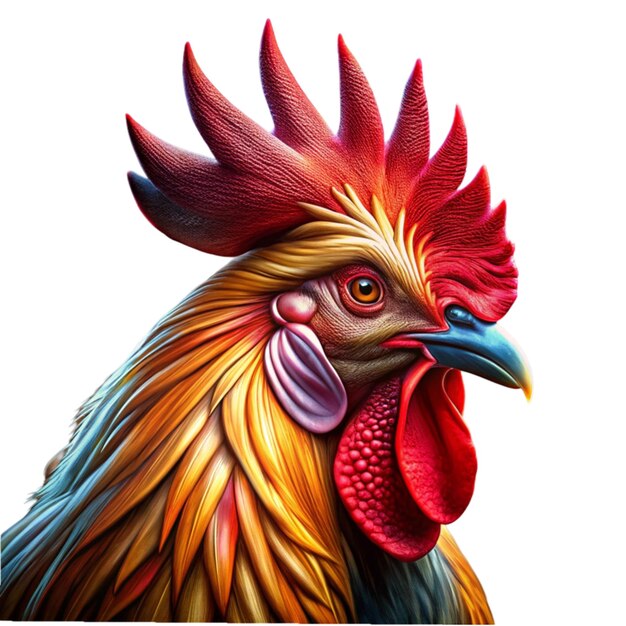 gallo en estilo fotorrealista con pico y pluma