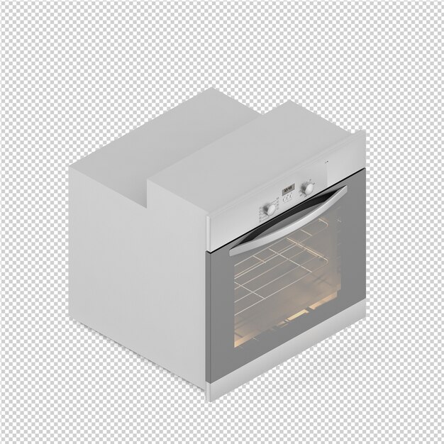 Gama isométrica de cocina render 3d