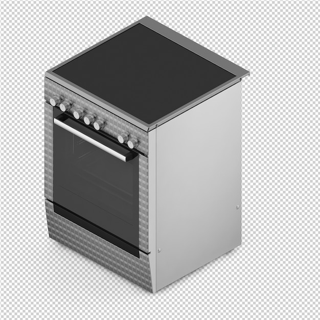 Gama isométrica de cocina render 3D
