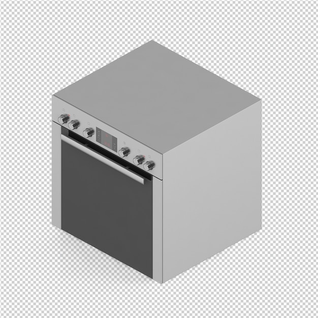 Gama isométrica de cocina render 3D