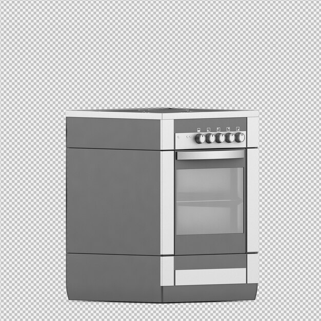 Gama isométrica de cocina render 3d