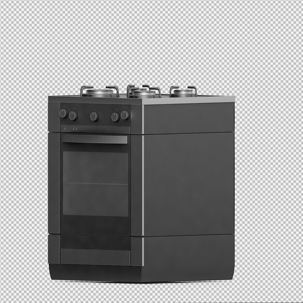 Gama isométrica de cocina render 3d