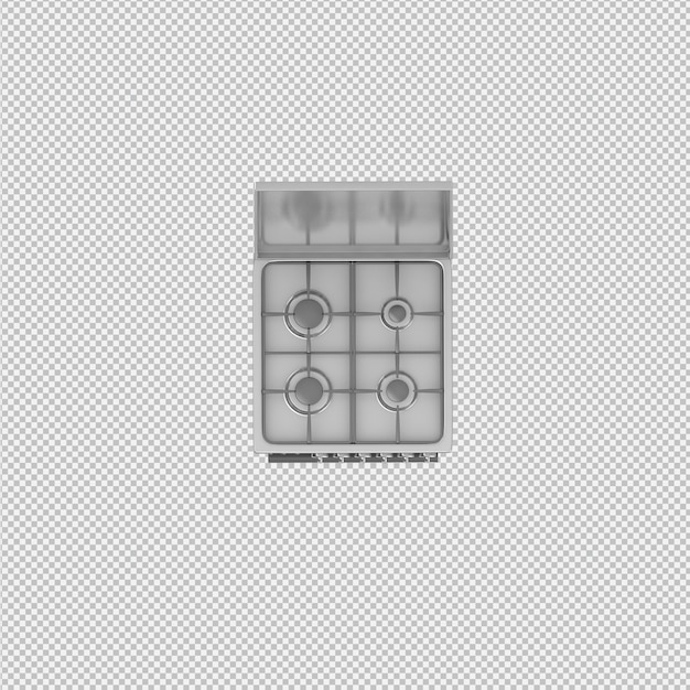 Gama isométrica de cocina render 3D