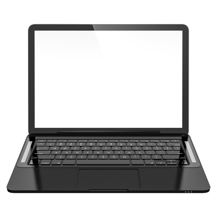 PSD gambar 3d laptop modern dengan layar kosong terisolasi pada latar belakang transparan