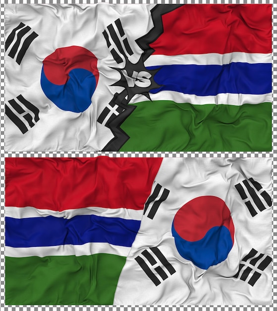 Gambia contra Corea del Sur Media bandera combinada con textura 3D de la tela