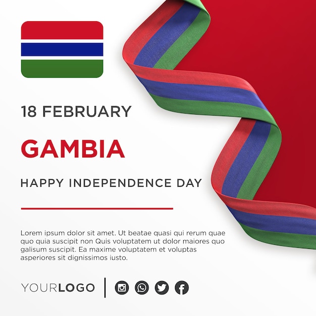 PSD gambia plantilla de publicación en redes sociales del aniversario nacional del banner de celebración del día de la independencia nacional