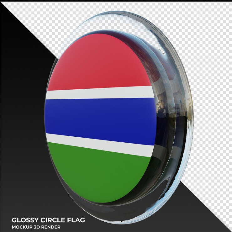 PSD gambia0002 bandera de círculo brillante con textura 3d realista