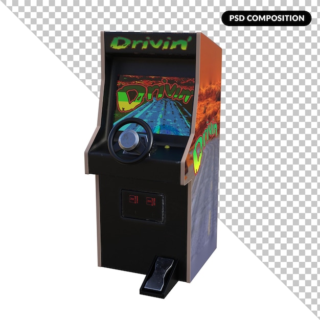 Game arcade klasik yang diisolasi render 3D