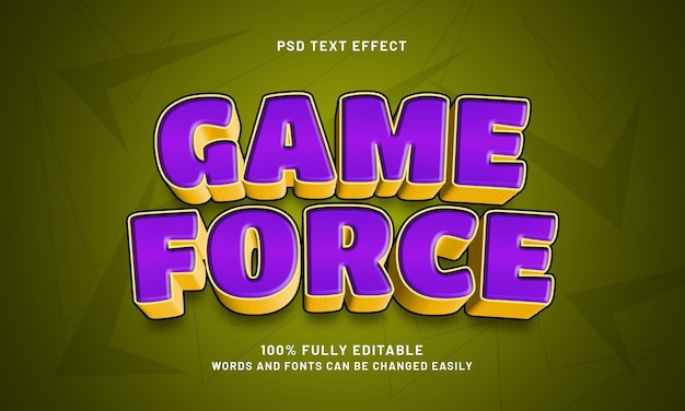 game force editable text effects with a play and game theme