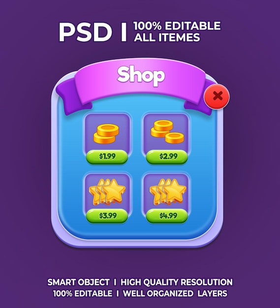 Game Kit 2D Ui User Interface Gioco casuale UI UI Kit UI Art Gioco di cartoni animati Ui Cool UI