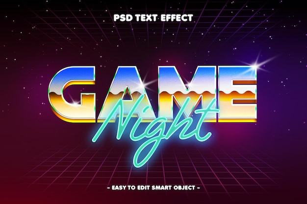 PSD game night 3d bearbeitbare texteffekte