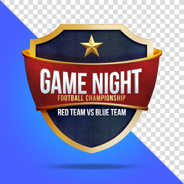 Game night football championship com shield rendering 3d isolated