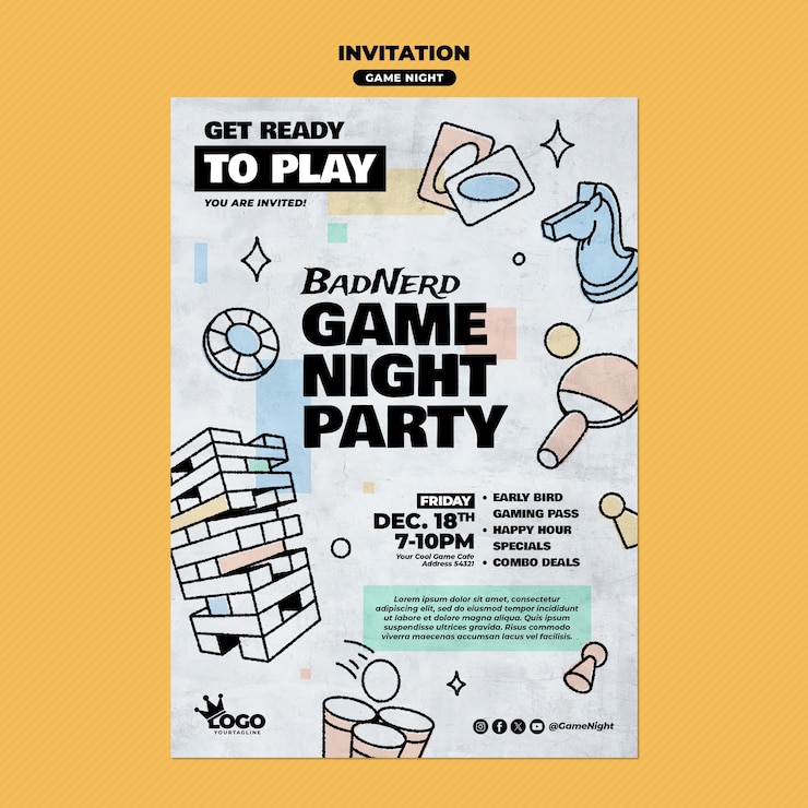 PSD game night  template design