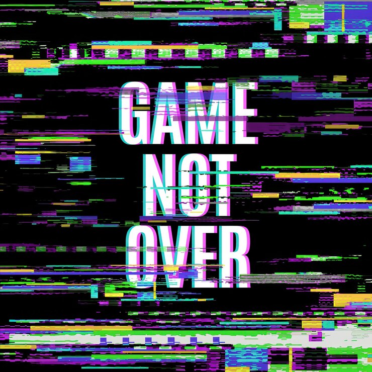 PSD game not over glitch aesthetic