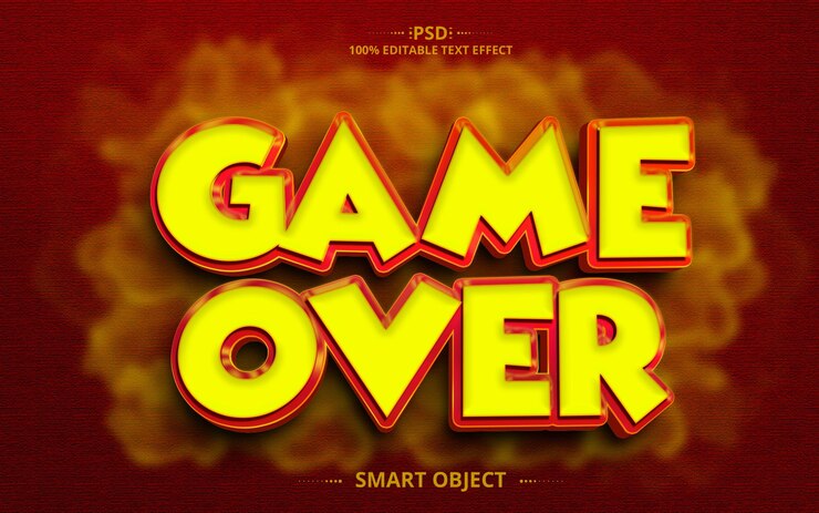 PSD game over 3d psd diseño de efectos de texto creativo