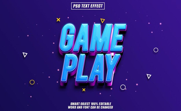 game play text effect font editable typography 3d text