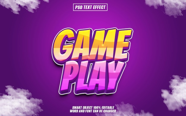 game play text effect font editable typography 3d text