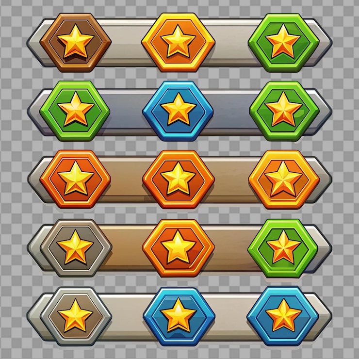 PSD game rank frames set on transparent background