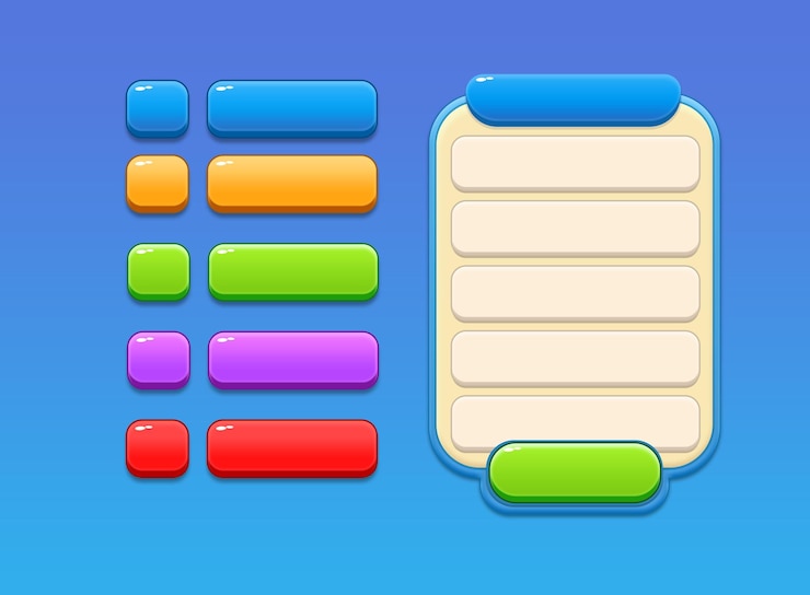 PSD game ui popups buttons set of game ui set of casual game ui game popup psd cool games art