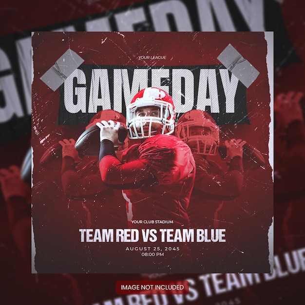 Gameday american football zeitplan club square social media banner oder flyer