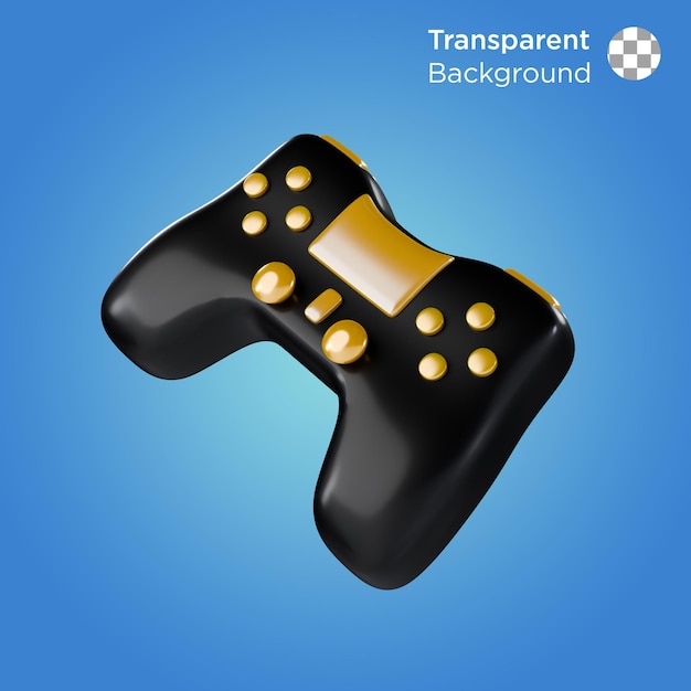 El gamepad de la consola de ilustración 3D con color negro y dorado