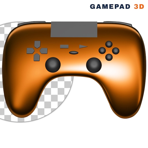 PSD gamepad naranja 3d con una palanca analógica sobre fondo transparente